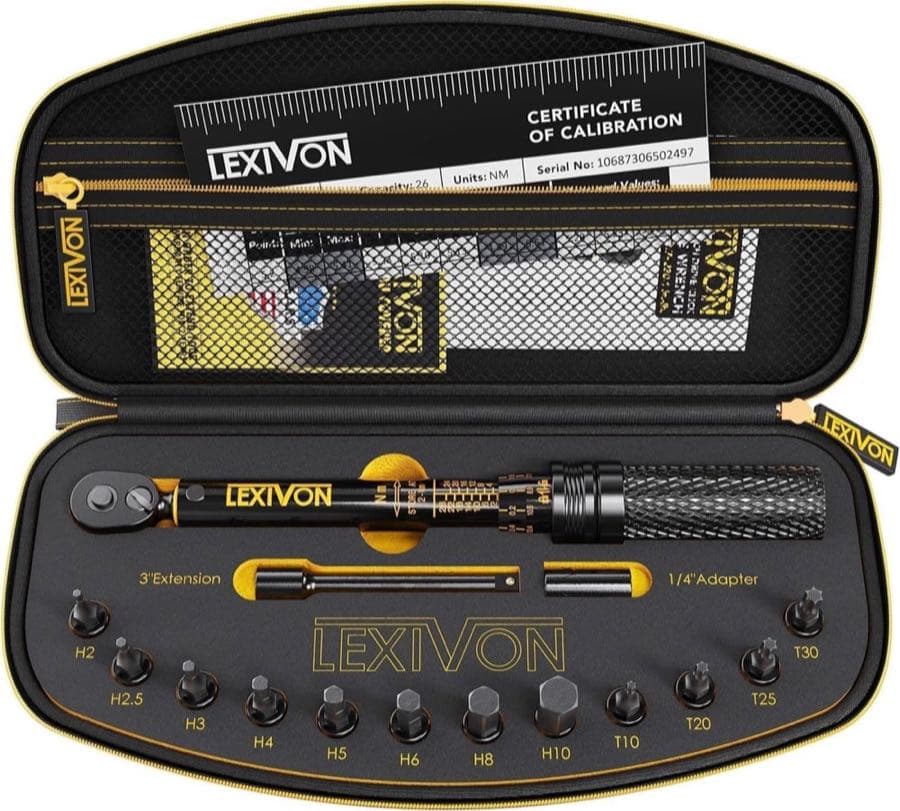 LEXIVON LX-191 Drehmomentschlüssel 1/4 Zoll 2–26 Nm Bit-Set