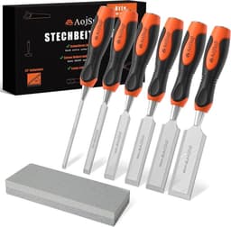AojSup Stechbeitel-Set 6-teilig inkl. Schleifstein