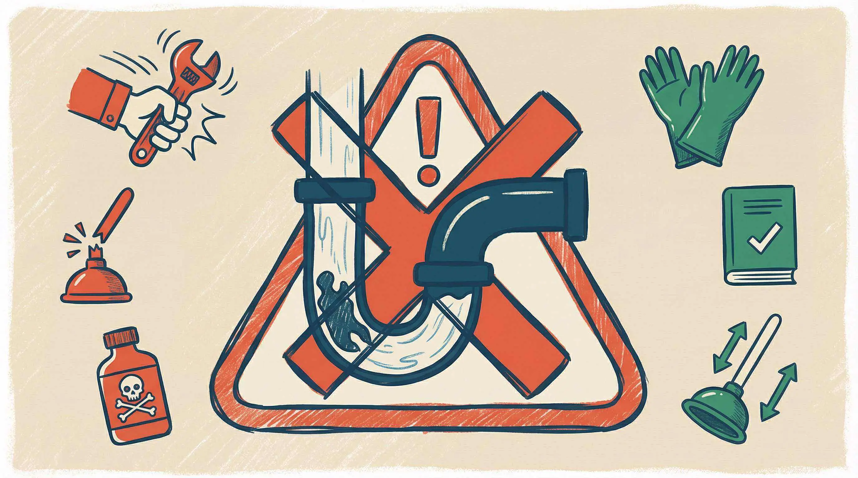 Illustration: Häufige Fehler bei der Rohrreinigung und wie man sie vermeidet