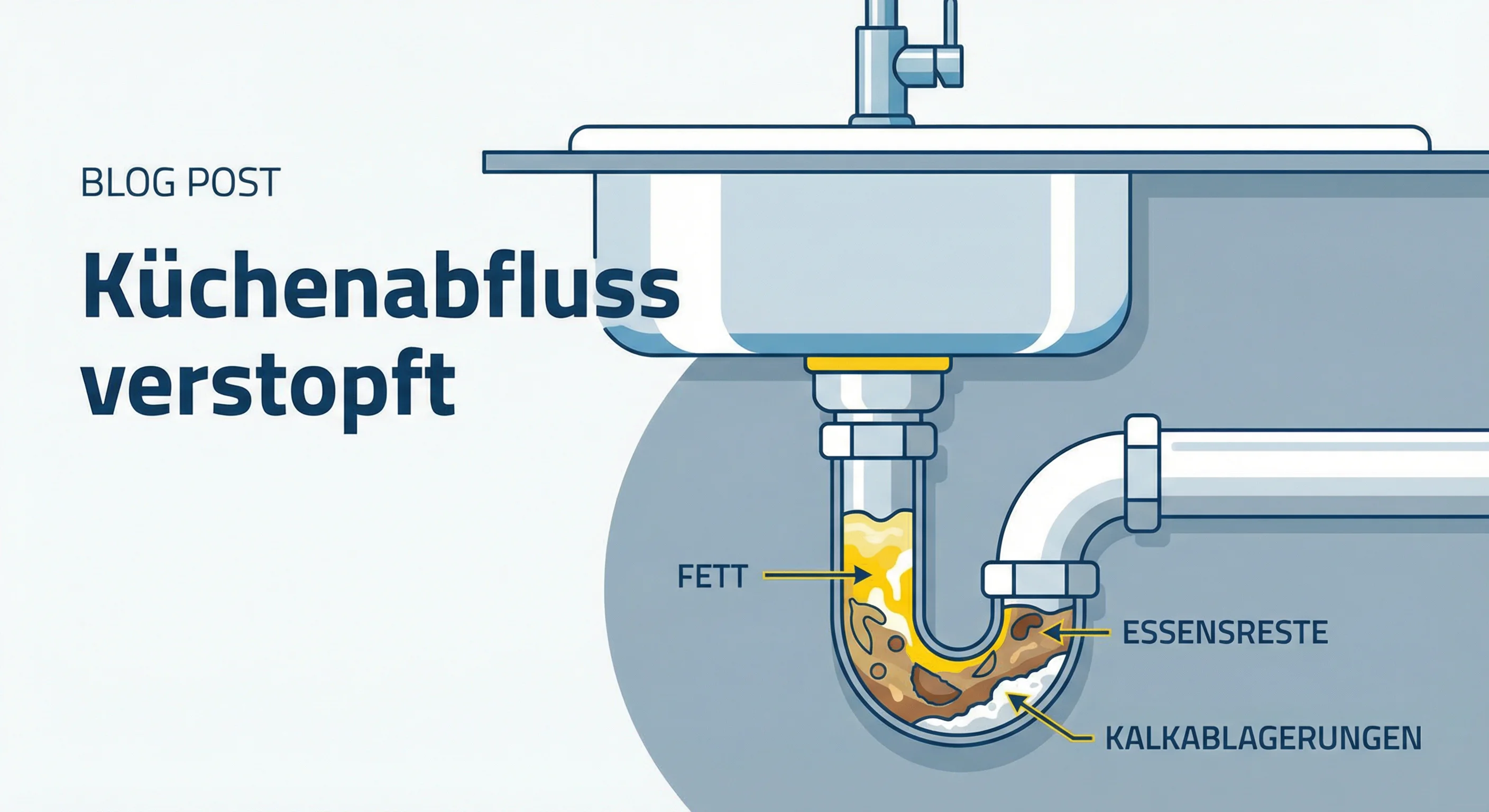 Illustration: Rohrreinigung in der Küche - Fett und Essensreste entfernen