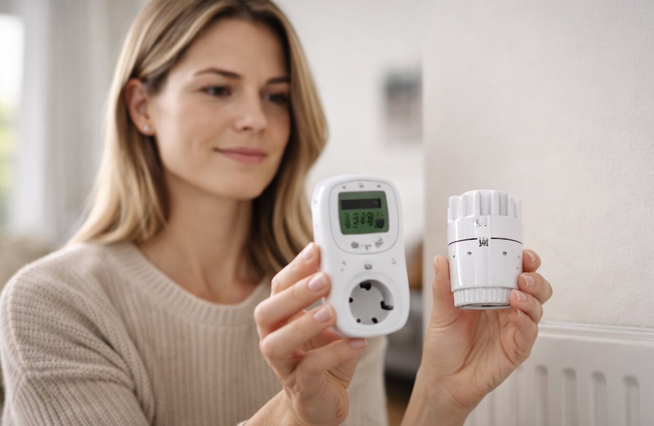 Thermostat-Steckdose für Ölradiator und Heizkörperthermostat an Zentralheizung
