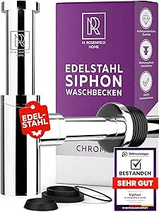 M. ROSENFELD Design-Siphon Waschbecken Edelstahl Chrom