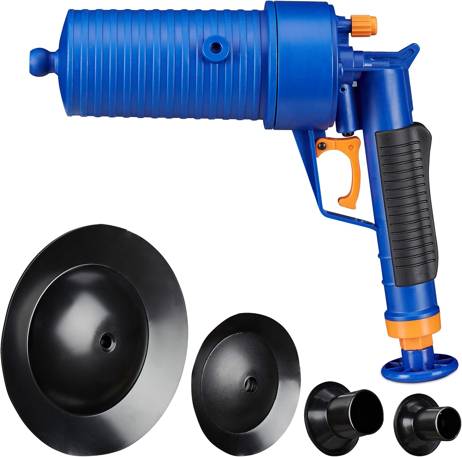 Relaxdays Pressluft Rohrreiniger 4 Aufsätze blau von Relaxdays - Gute Ausstattung