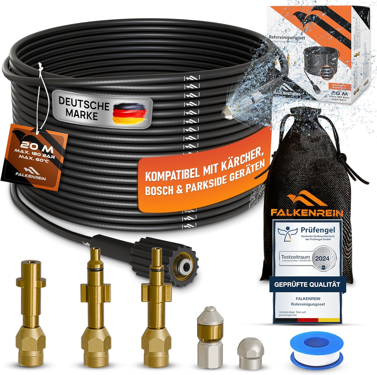 FALKENREIN FALKENREIN Premium-Rohrreinigungsschlauch 20m - Produktbild