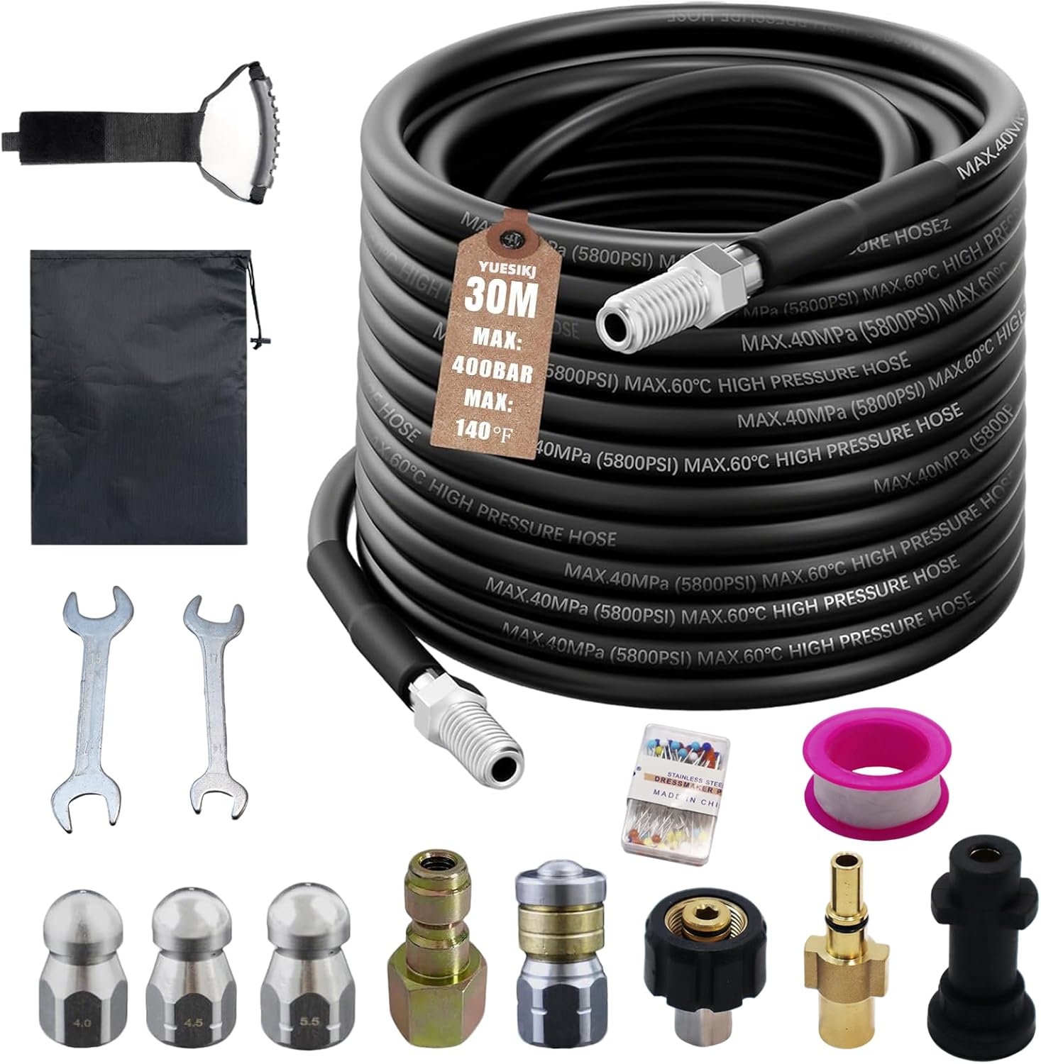 YUESIKJ Rohrreinigungsschlauch 30m, 400 bar